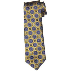 Jos A Bank Silk Tie Gold Blue Purple Geometric Men's Long 65.5"